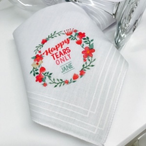 'Happy Tears Only'  Personalised Handkerchief